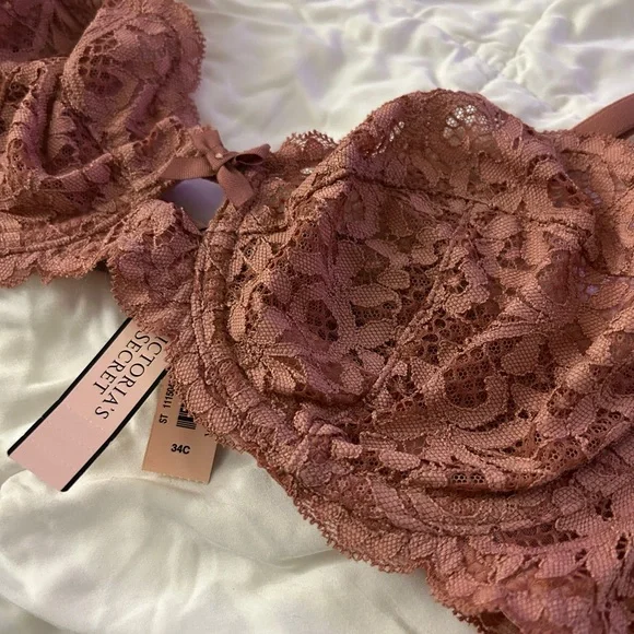 NWT Victoria's Secret Pink Lace Unlined Bra 34C - Picture 5 of 6